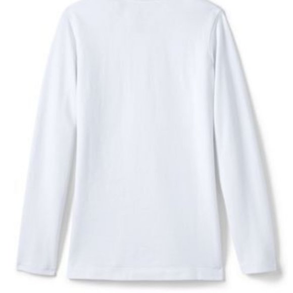 NWT LANDS' END GIRLS LONG SLEEVE FEMININE FIT MESH POLO SHIRT WHITE MEDIUM 10-12 - Picture 4 of 8